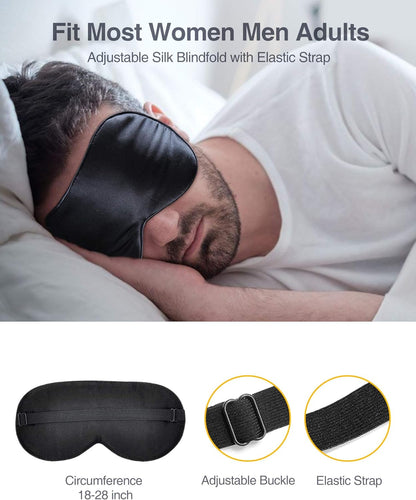 Luxtude 2 Pack Silk Eye Masks for Sleeping Blackout, Natural Mulberry Silk Sleep Masks, Organic Satin Sleeping Mask, Blindfold, Eyemask, Night Masks, Eye Covers, Eye Shades for Women Men, Black & Gold