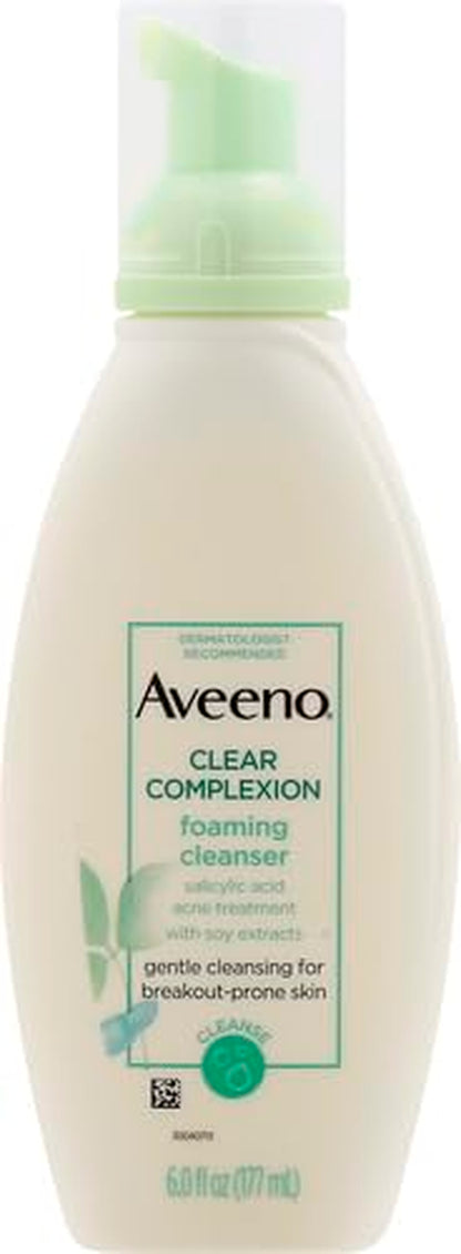 Aveeno Clear Complexion Foaming Facial Cleanser, Scentless, 6 Fl Oz