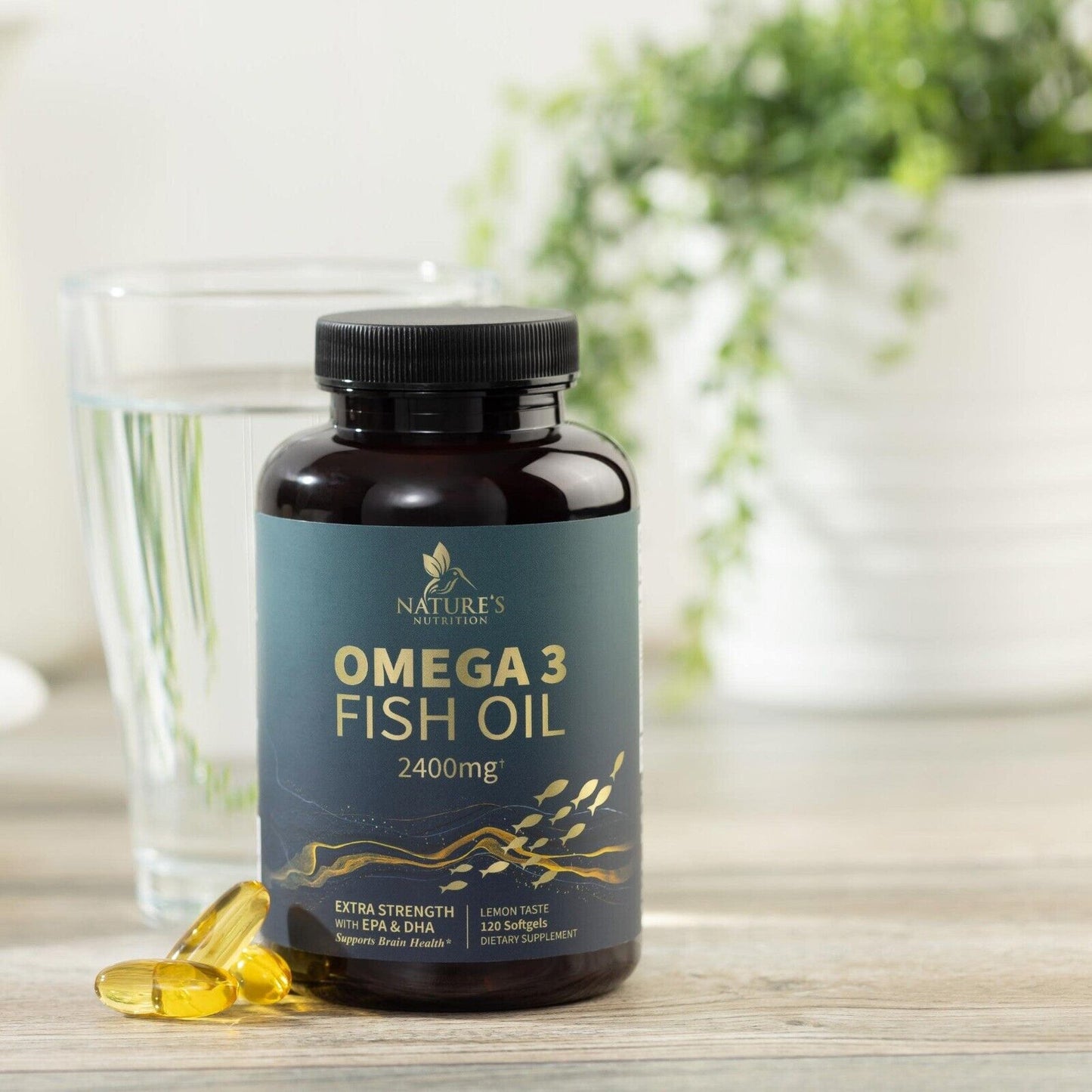 Omega 3 Fish Oil Capsules 3X Strength 2400Mg EPA & DHA, Highest Potency