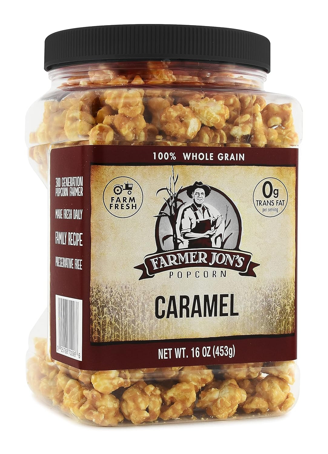 Farmer Jon'S Caramel Popcorn, 16Oz Jar of Gourmet Popped Popcorn with Caramel