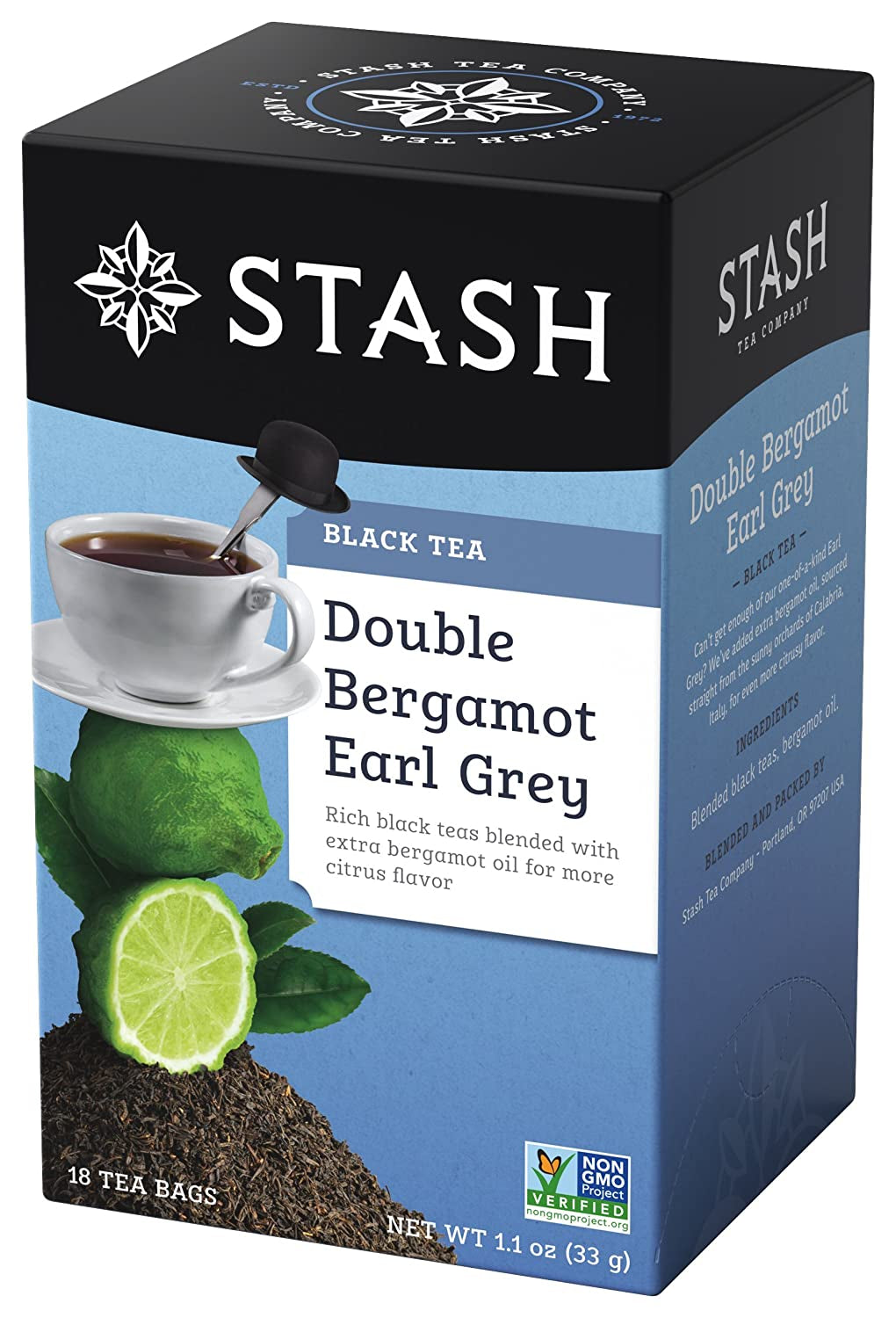 Stash Tea Uplifting Double Bergamot Earl Grey Black Tea - Caffeinated, Non-Gmo Project Verified Premium Tea with No Artificial Ingredients, 18 Count (Pack of 6) - 108 Bags Total