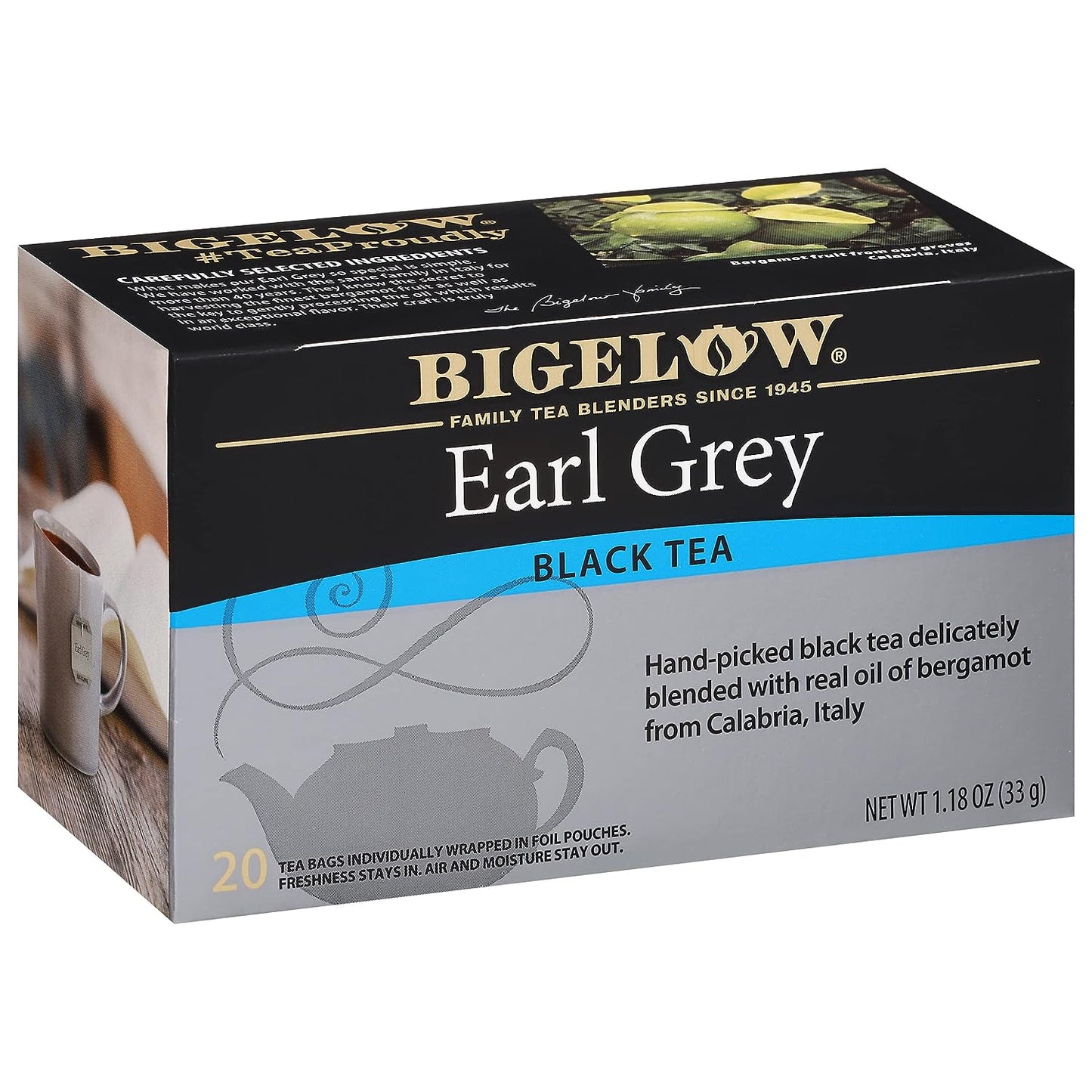 Bigelow Tea Earl Grey Tea, Caffeinated Black Tea Bags, 120 Total Tea Bags, 20 Count (Pack of 6)