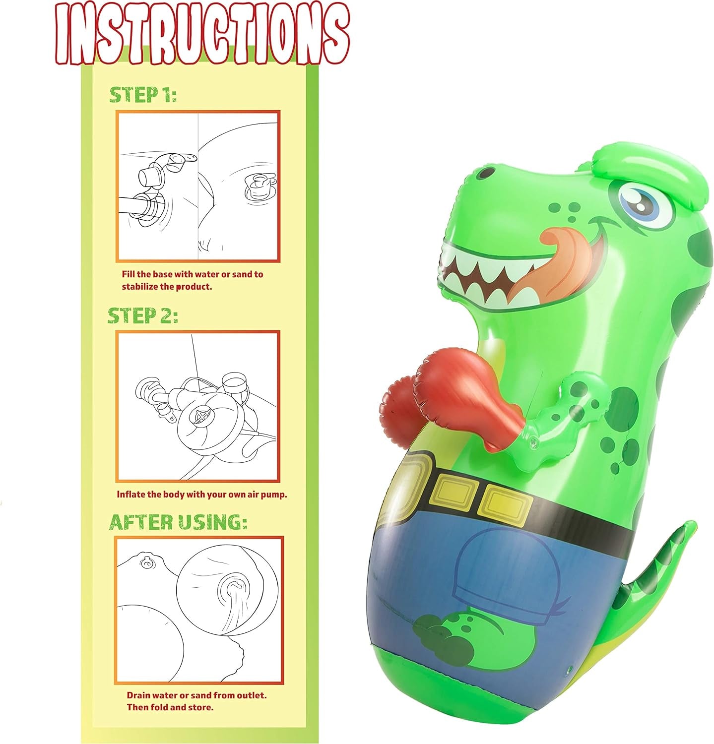 JOYIN Inflatable T-Rex Dinosaur Bopper 47 Inches, Bop Bag Inflatable Punching Toy, Kids Punching Bag with Bounce-Back Action