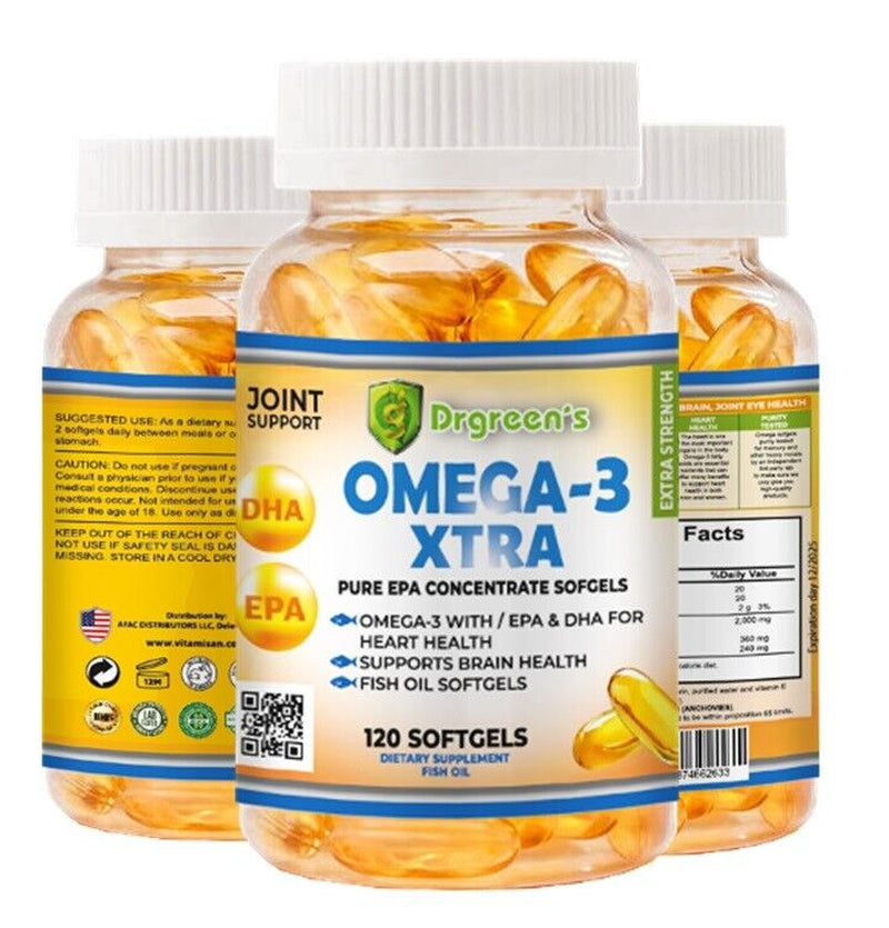 Omega 3 Fish Oil Capsules 3X Strength 2600Mg Epa & Dha, Highest Potency 120