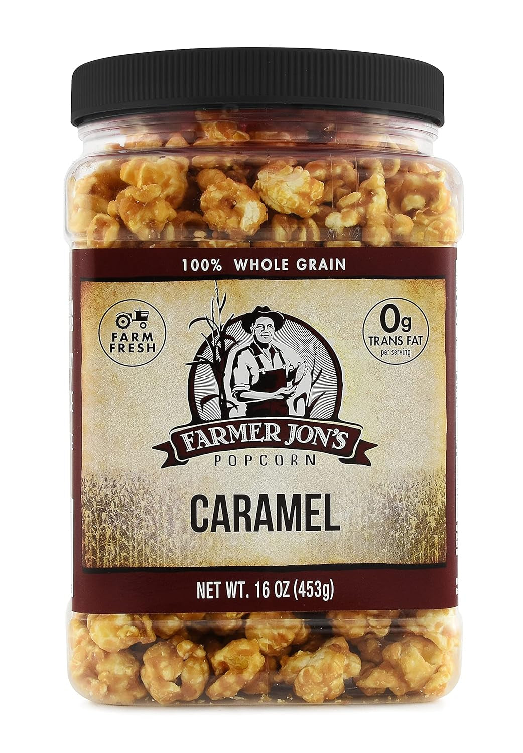 Farmer Jon'S Caramel Popcorn, 16Oz Jar of Gourmet Popped Popcorn with Caramel