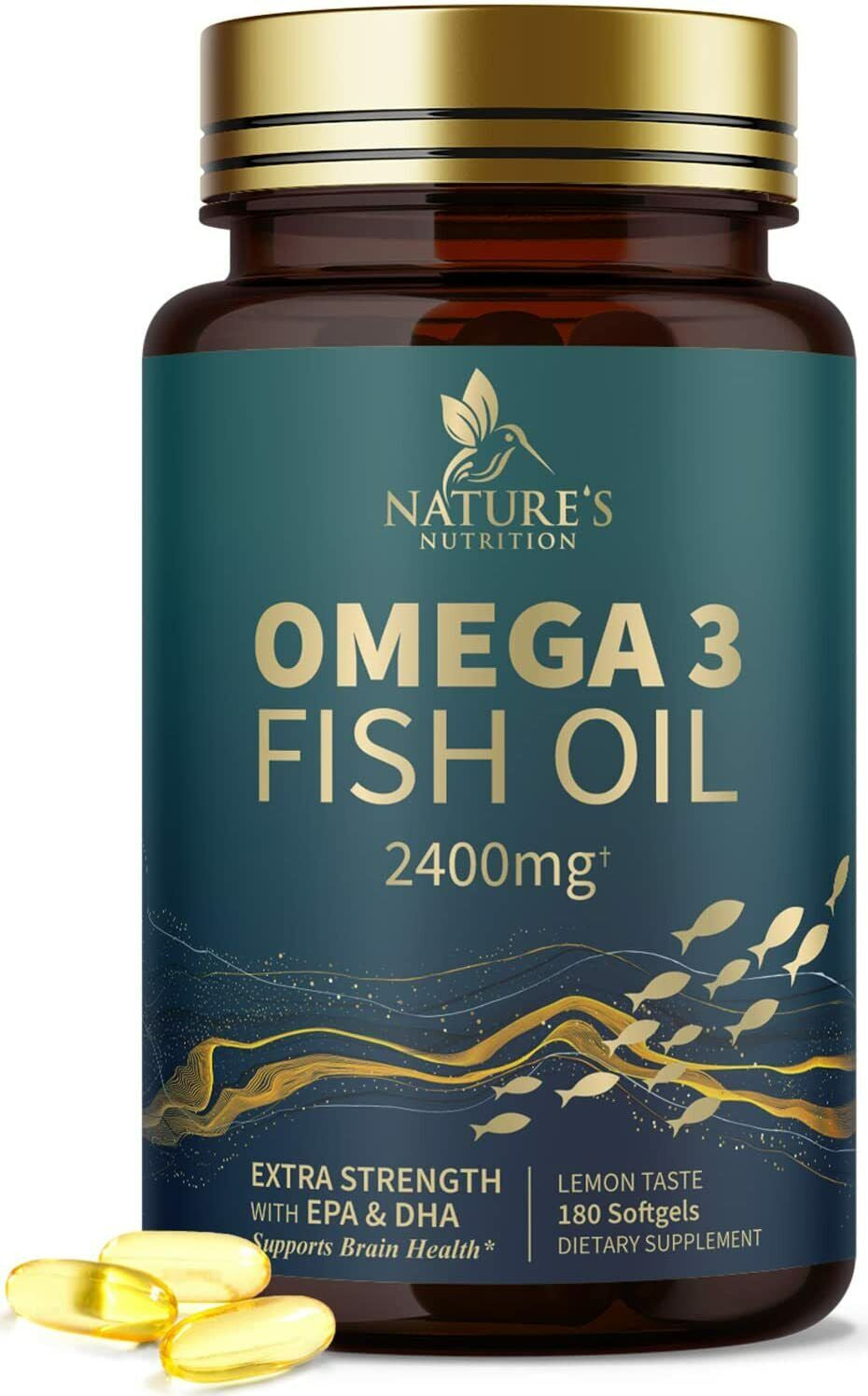 Omega 3 Fish Oil Capsules 3X Strength 2400Mg EPA & DHA, Highest Potency