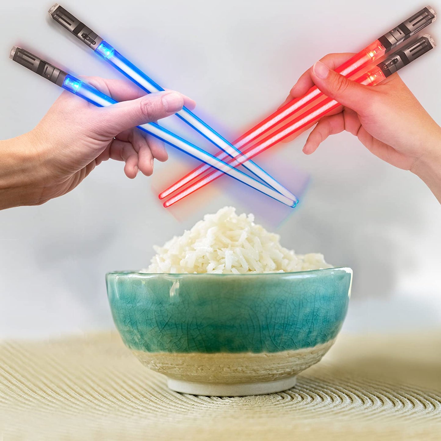 Lightsaber Chopsticks Light Up, Star Wars Chopsticks Light Up, Mini Lightsaber, Fun Chop, Cool Chopsticks, Light Saber Chopsticks, Led Chopsticks, 2 PAIRS, Blue Red (Glossy Tips)