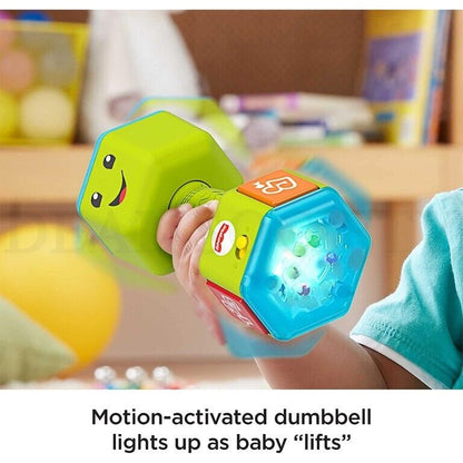 Fisher-Price Laugh & Learn Baby to Toddler Toy Countin’ Reps Dumbbell Rattle