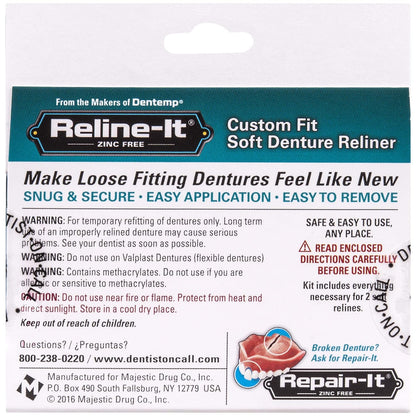 Reline-It Advanced Denture Reliner Kit for Both Upper & Lower Dentures, Easy Application, 2 Soft Relines