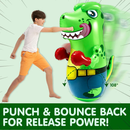 JOYIN Inflatable T-Rex Dinosaur Bopper 47 Inches, Bop Bag Inflatable Punching Toy, Kids Punching Bag with Bounce-Back Action