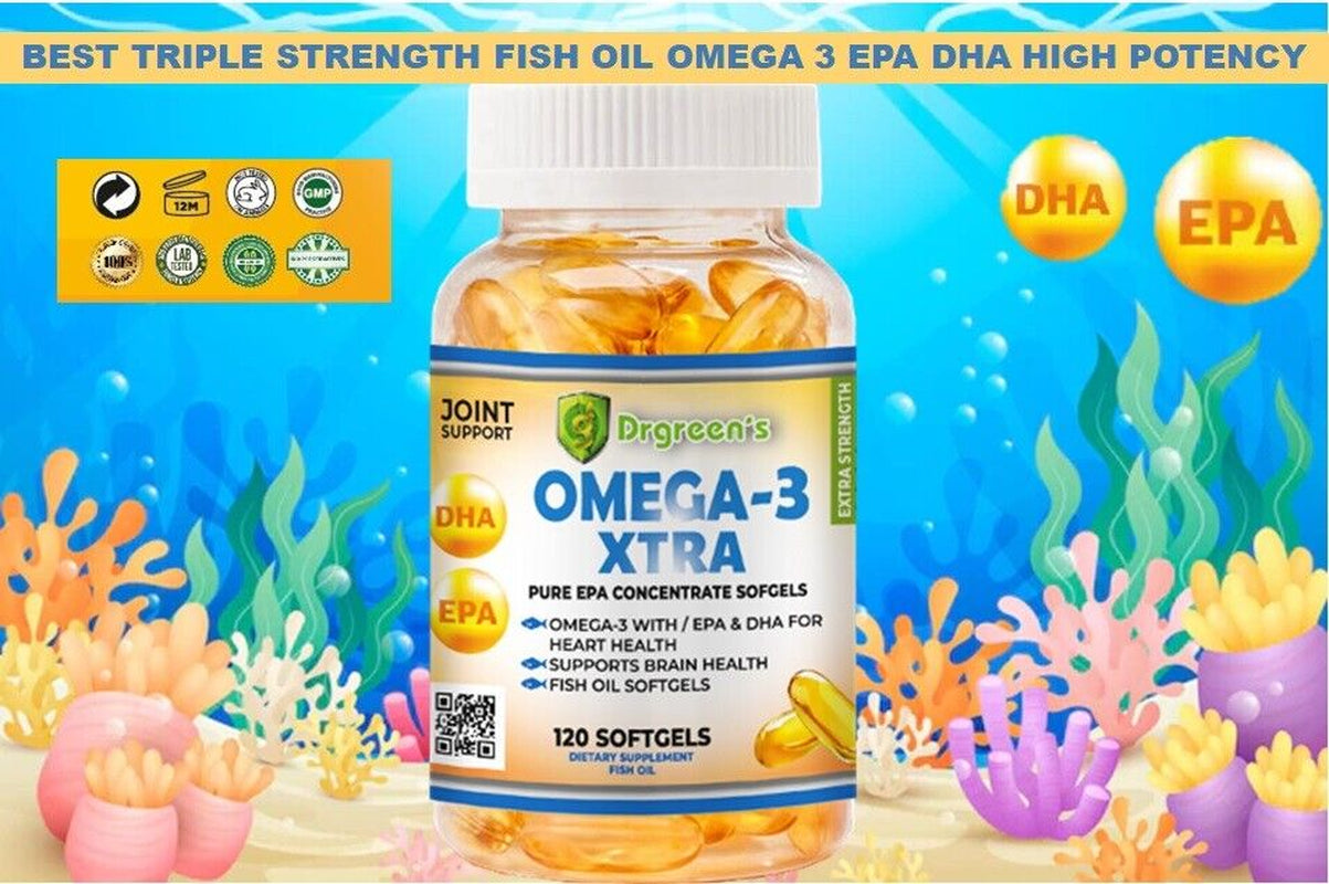 Omega 3 Fish Oil Capsules 3X Strength 2600Mg Epa & Dha, Highest Potency 120