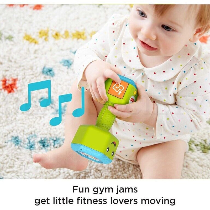 Fisher-Price Laugh & Learn Baby to Toddler Toy Countin’ Reps Dumbbell Rattle