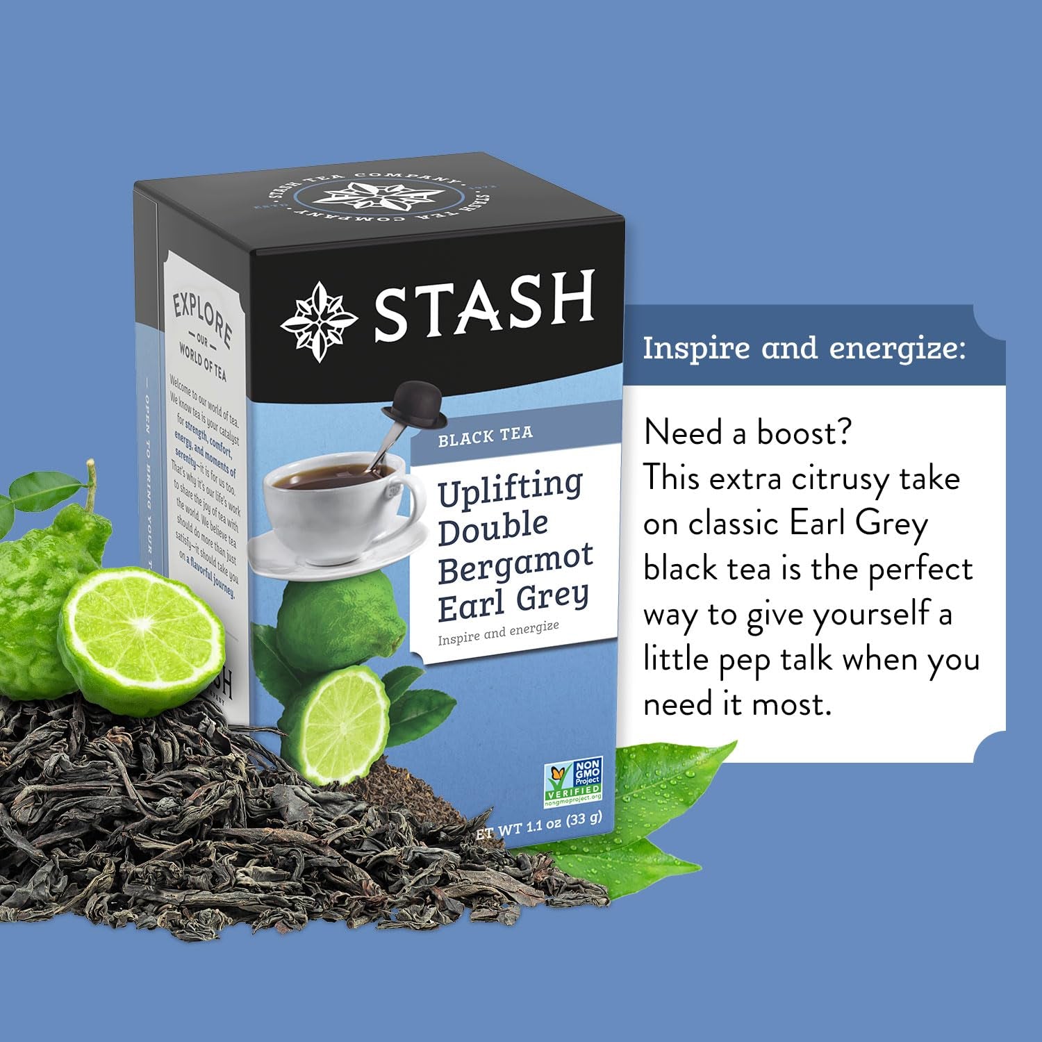 Stash Tea Uplifting Double Bergamot Earl Grey Black Tea - Caffeinated, Non-Gmo Project Verified Premium Tea with No Artificial Ingredients, 18 Count (Pack of 6) - 108 Bags Total