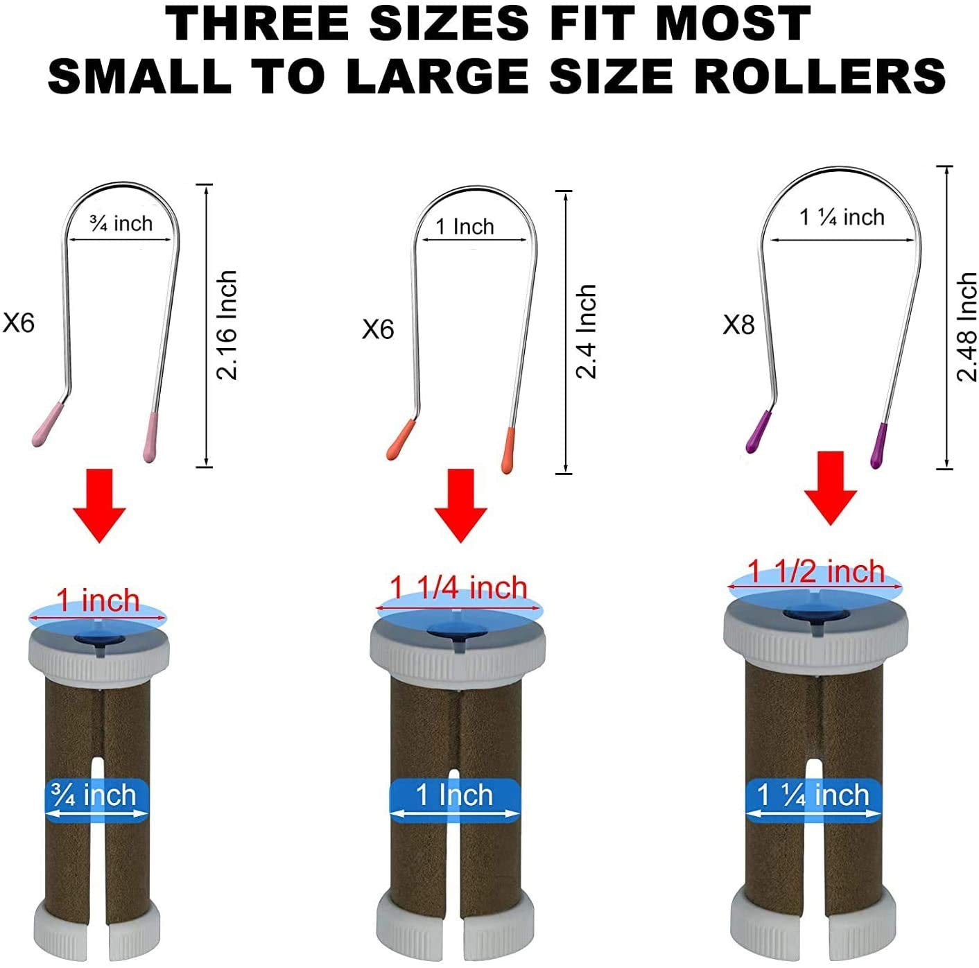 Hot Curler Clips Replacement Hot Roller Clips Curler Clips Fits Hot Rollers Curlers (¾”,1”,1¼)