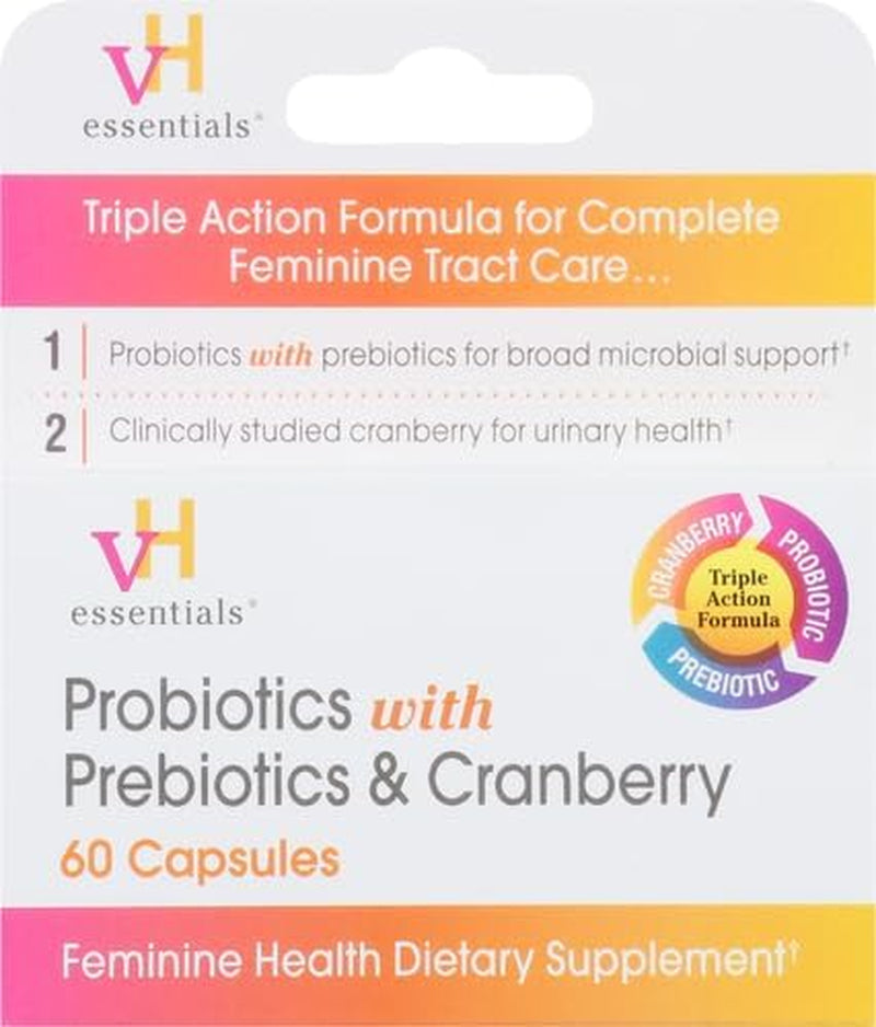 Vh Essentials Probiotics with Prebiotics and Cranberry Feminine Health Supplement - 60 Capsules