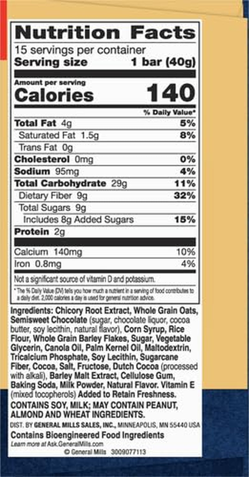 Fiber One Chewy Bars, Oats & Chocolate, Fiber Snacks, Mega Pack, 15 Ct