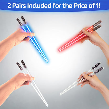 Lightsaber Chopsticks Light Up, Star Wars Chopsticks Light Up, Mini Lightsaber, Fun Chop, Cool Chopsticks, Light Saber Chopsticks, Led Chopsticks, 2 PAIRS, Blue Red (Glossy Tips)