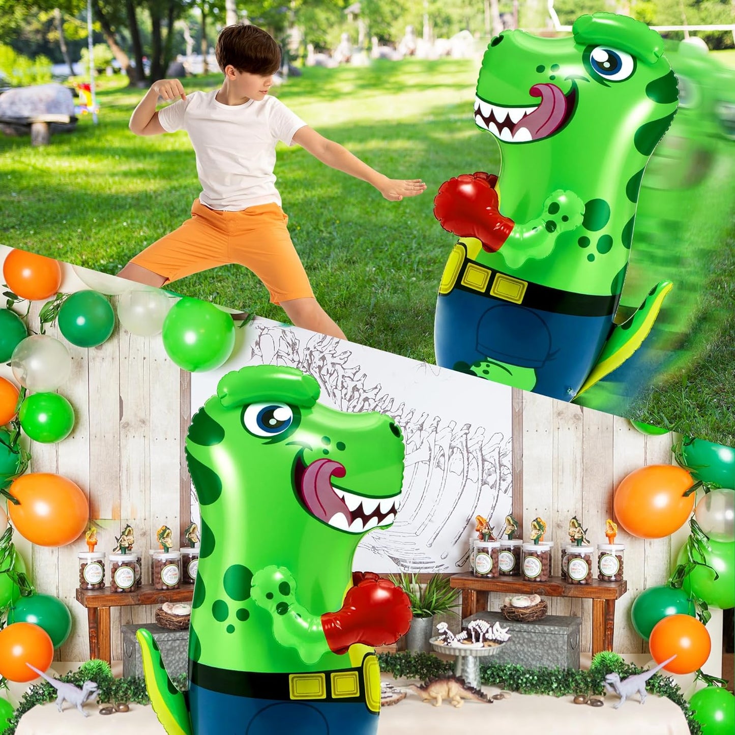 JOYIN Inflatable T-Rex Dinosaur Bopper 47 Inches, Bop Bag Inflatable Punching Toy, Kids Punching Bag with Bounce-Back Action