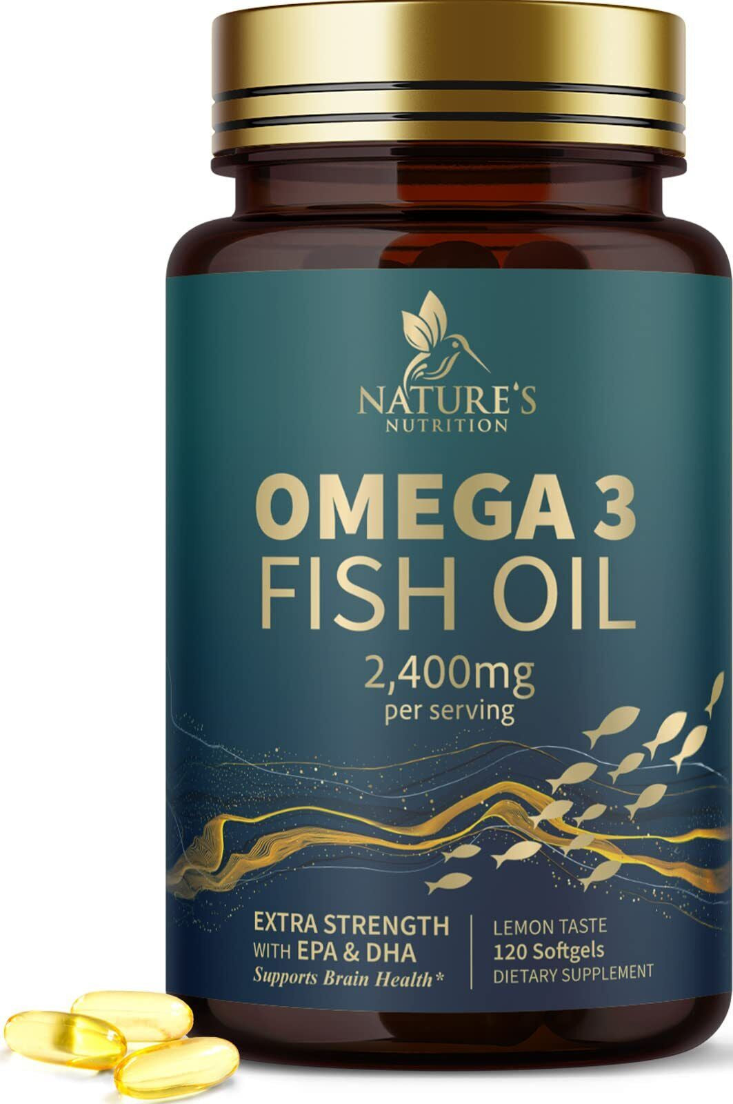 Omega 3 Fish Oil Capsules 3X Strength 2400Mg EPA & DHA, Highest Potency