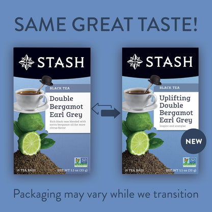 Stash Tea Uplifting Double Bergamot Earl Grey Black Tea - Caffeinated, Non-Gmo Project Verified Premium Tea with No Artificial Ingredients, 18 Count (Pack of 6) - 108 Bags Total