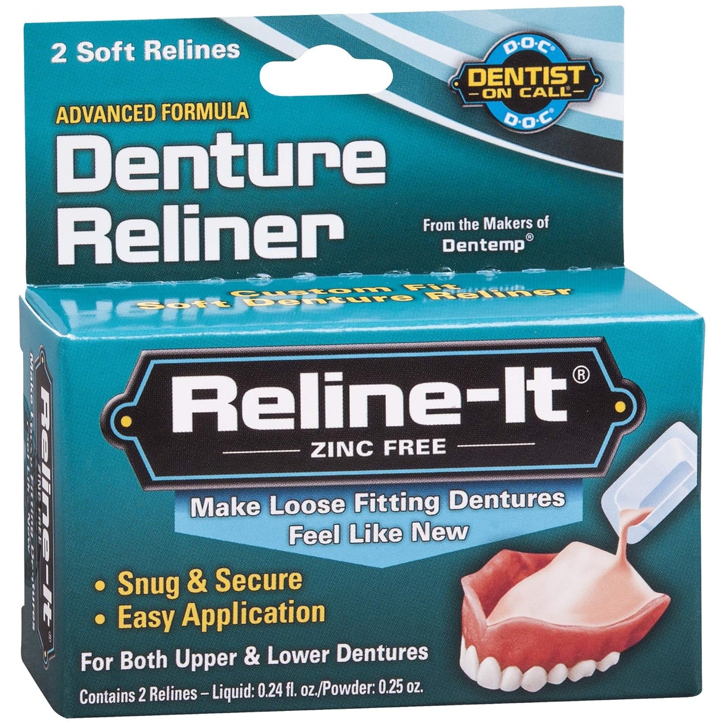 Reline-It Advanced Denture Reliner Kit for Both Upper & Lower Dentures, Easy Application, 2 Soft Relines