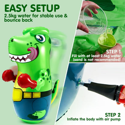 JOYIN Inflatable T-Rex Dinosaur Bopper 47 Inches, Bop Bag Inflatable Punching Toy, Kids Punching Bag with Bounce-Back Action