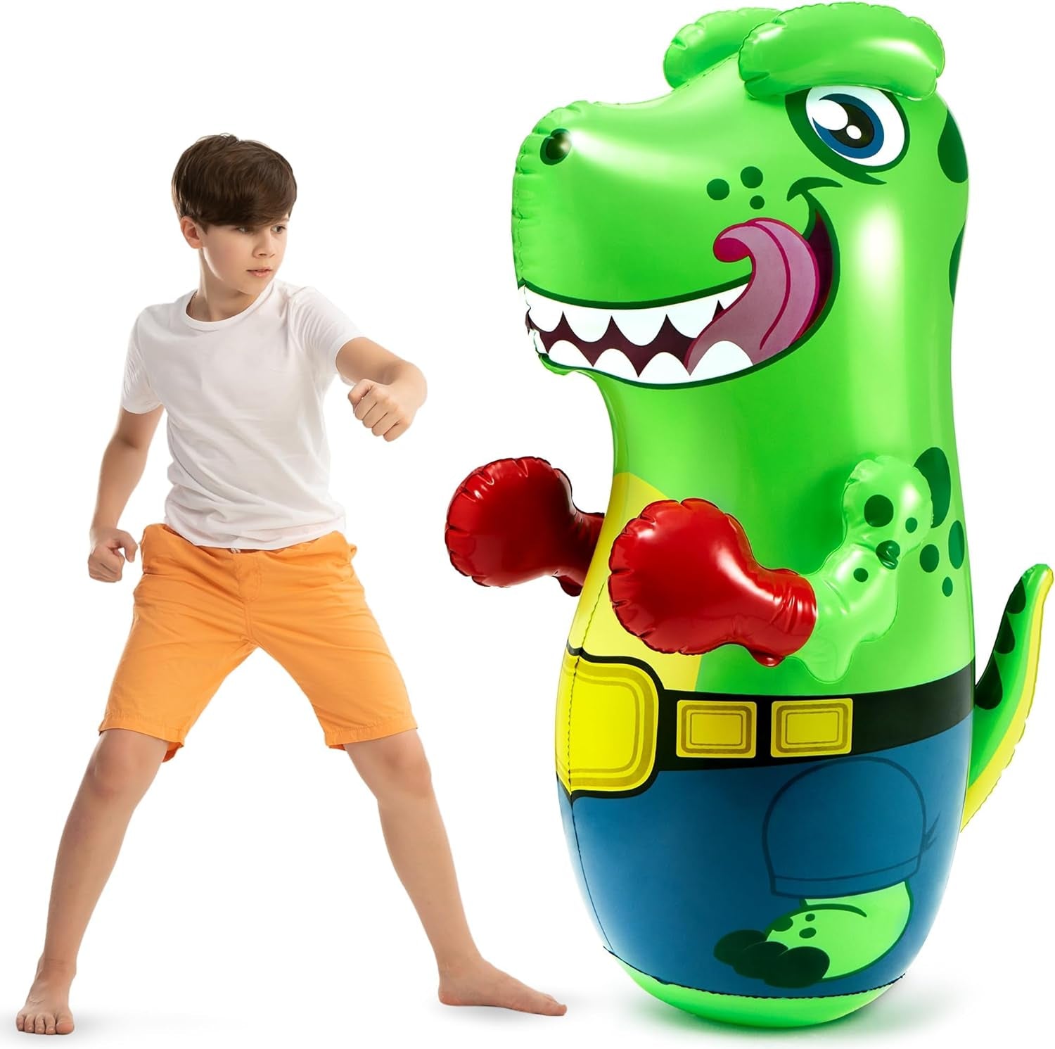 JOYIN Inflatable T-Rex Dinosaur Bopper 47 Inches, Bop Bag Inflatable Punching Toy, Kids Punching Bag with Bounce-Back Action