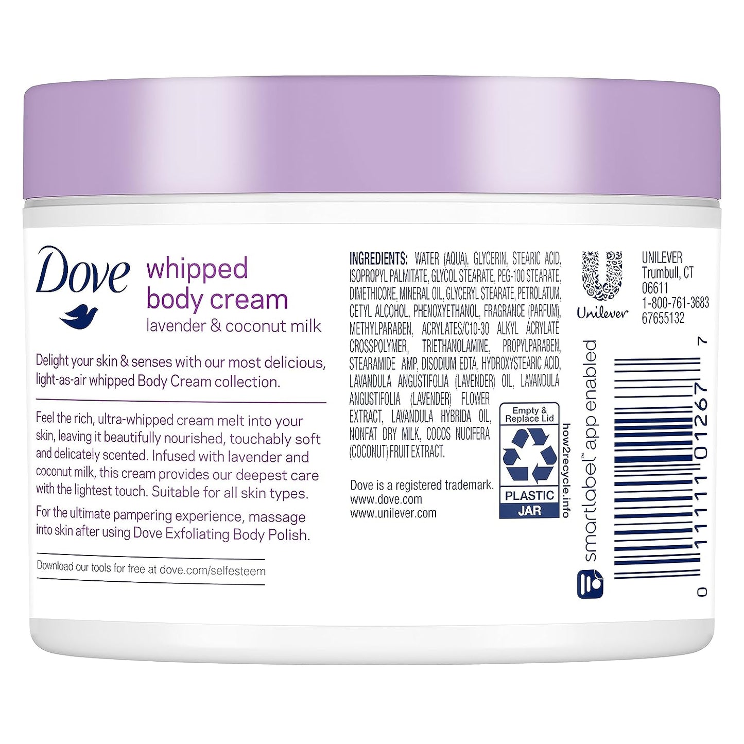 Dove Whipped Lavender and Coconut Milk Body Cream 10 Oz