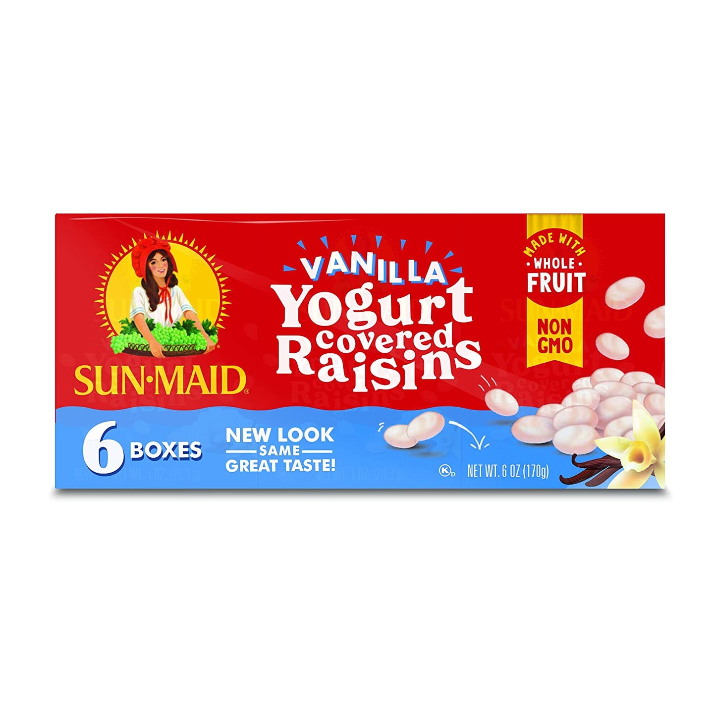 Sun-Maid Vanilla Yogurt Coated Raisins - (6 Pack) 1 Oz Snack-Size Box - Yogurt Covered Dried Fruit Snack for Lunches and Snacks