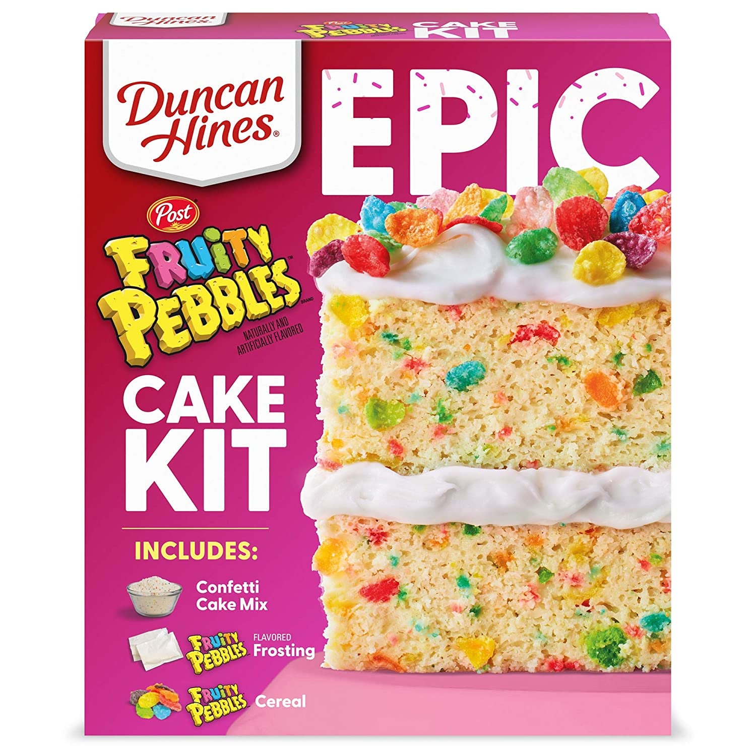 Duncan Hines Epic Fruity Pebbles Cake Mix Kit, 28.5 Oz, 1 Count