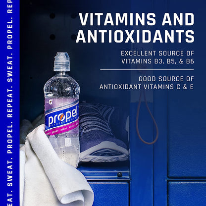 Propel, Kiwi Strawberry, Zero Calorie Sports Drinking Water with Electrolytes and Vitamins C&E, 16.9 Fl Oz (Pack of 12) - Packaging May Vary