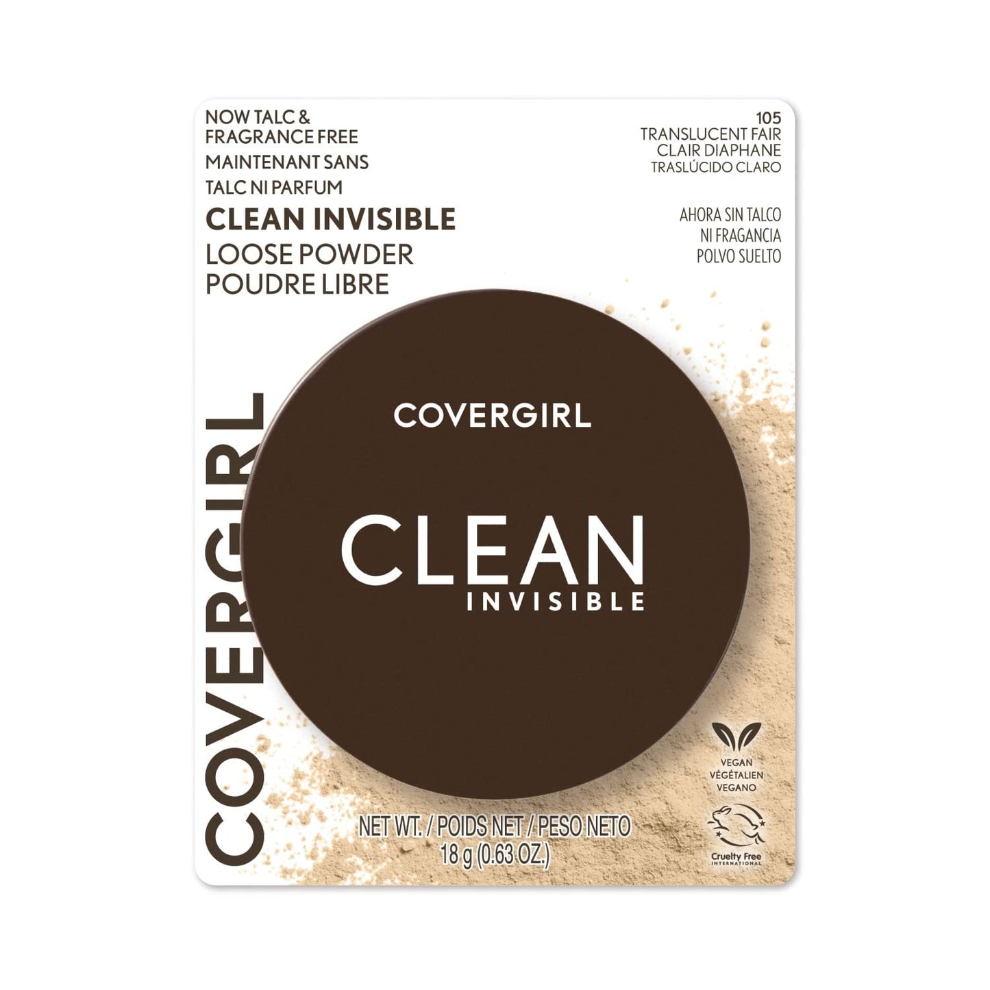 COVERGIRL Clean Invisible Loose Powder - Loose Powder, Setting Powder, Vegan Formula - Translucent Fair, 20G (0.7 Oz)