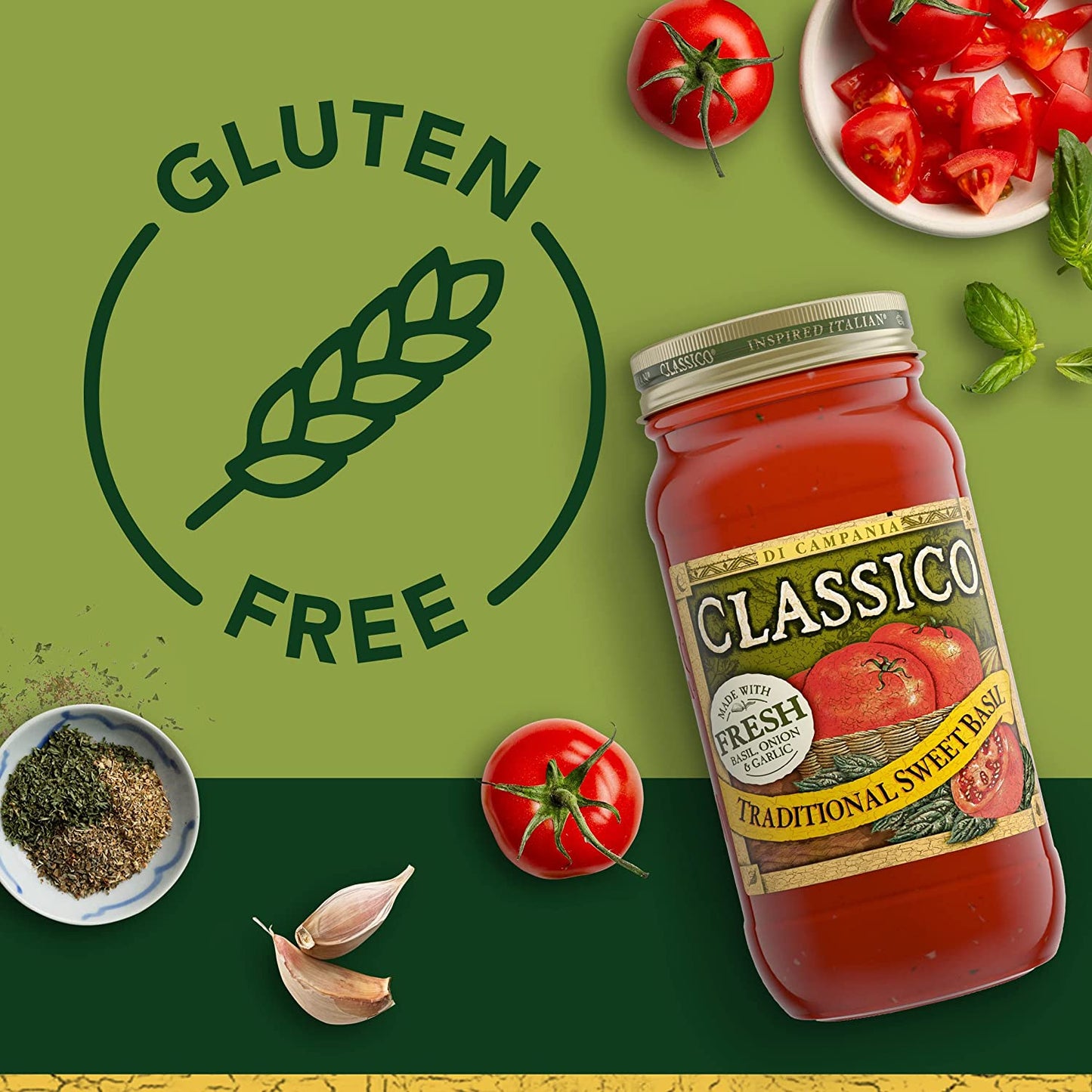 Classico Traditional Sweet Basil Tomato Spaghetti Pasta Sauce (24 Oz Jar)