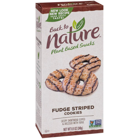 Back to Nature Cookies, Non-Gmo Fudge Striped Shortbread, 8.5 Ounce