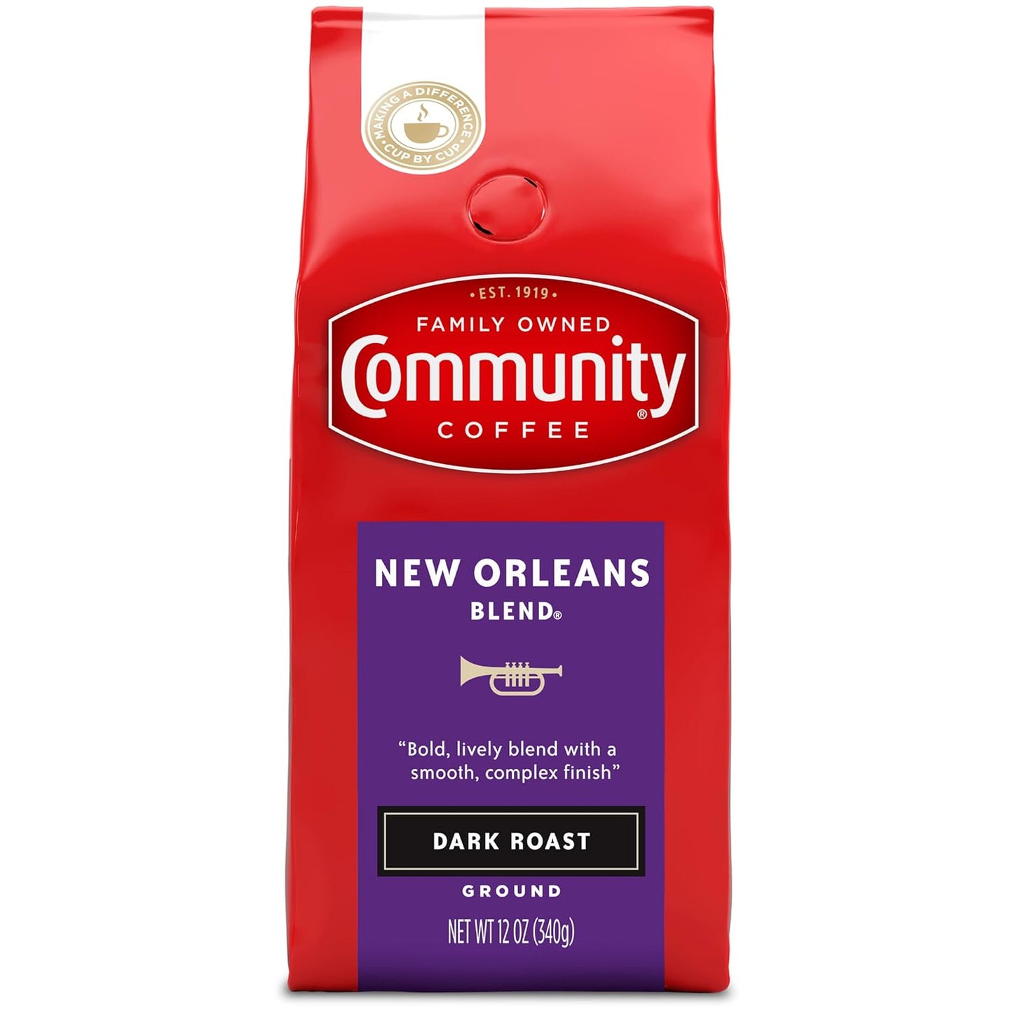 Community Coffee New Orleans Blend, Special Dark Roast Ground Coffee, 12 Ounce Bag (Pack of 1)