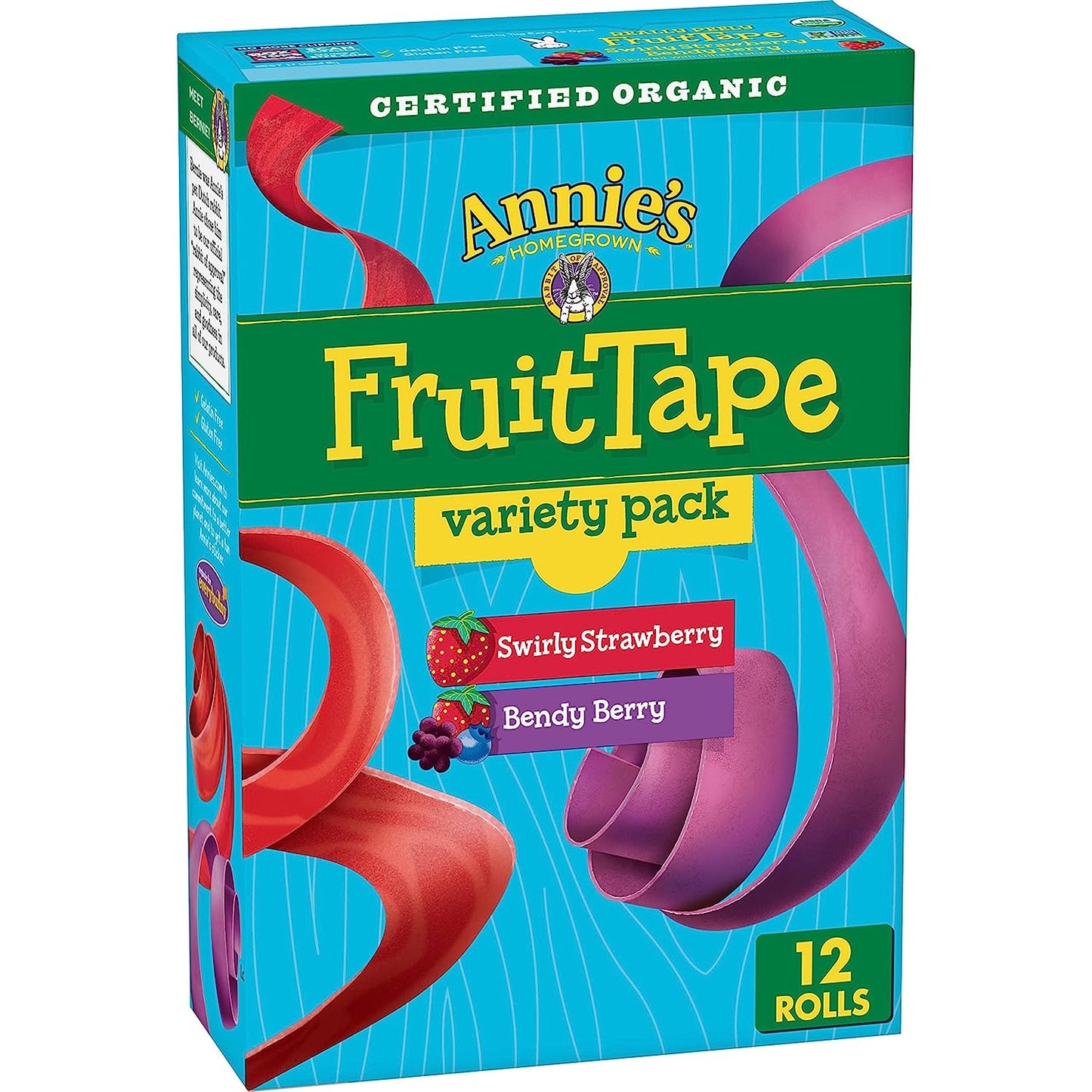 Annie'S Organic Fruit Tape, Swirly Strawberry & Bendy Berry, Variety Pack, 12 Rolls