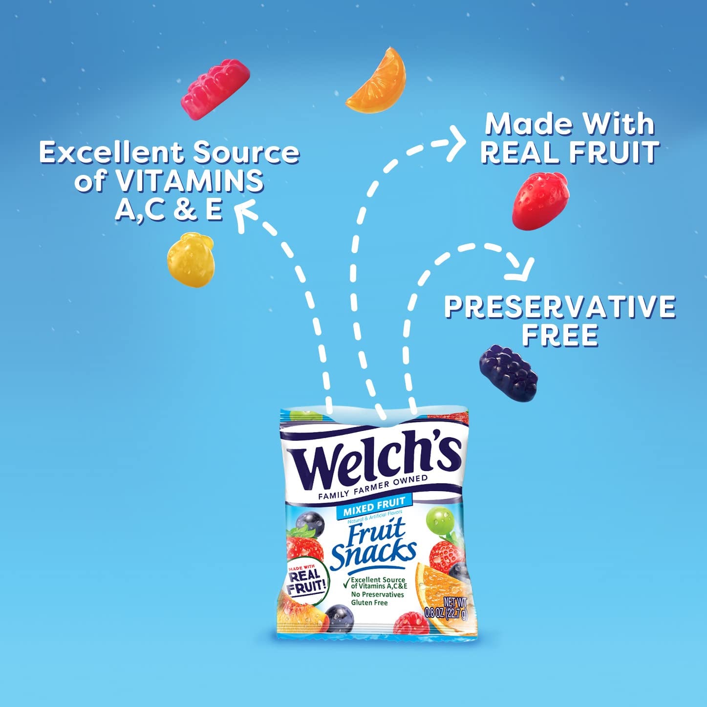 Welch'S Fruit Snacks, Mixed Fruit, Gluten Free, Bulk Pack, Individual Single Serve Bags, 0.8 Oz (Pack of 40)