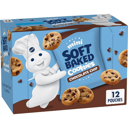 Pillsbury Mini Soft Baked Cookies, Chocolate Chip, Snack Bags, 12 Ct