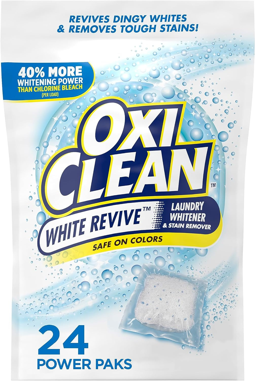 Oxiclean White Revive Laundry Whitener and Stain Remover Power Paks, 24 Count