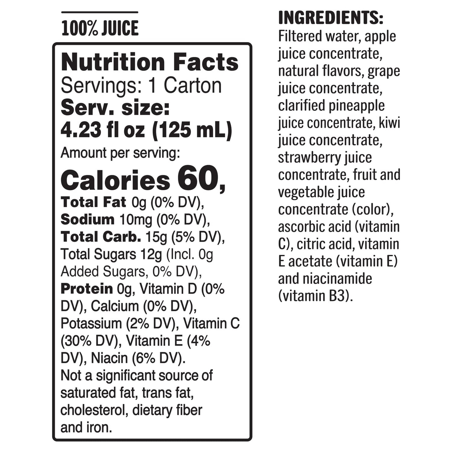 Tropicana 100% Juice Box, Strawberry Kiwi, 4.23 Oz Boxes, 44 Count