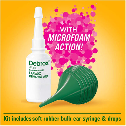 Debrox Earwax Removal Kit, Includes Drops and Ear Syringe Bulb, 0.5 Oz