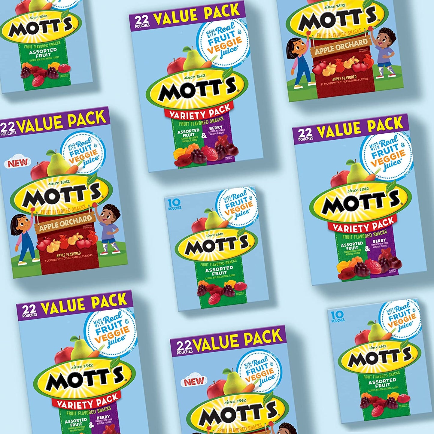 Mott'S Fruit Flavored Snacks, Assorted Fruit, Pouches, 0.8 Oz, 40 Ct