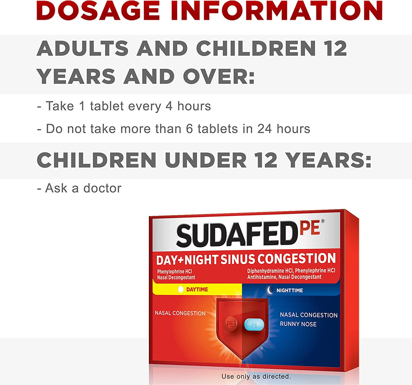 Sudafed PE Day and Night Sinus Pressure & Congestion Tablets, 20 Count