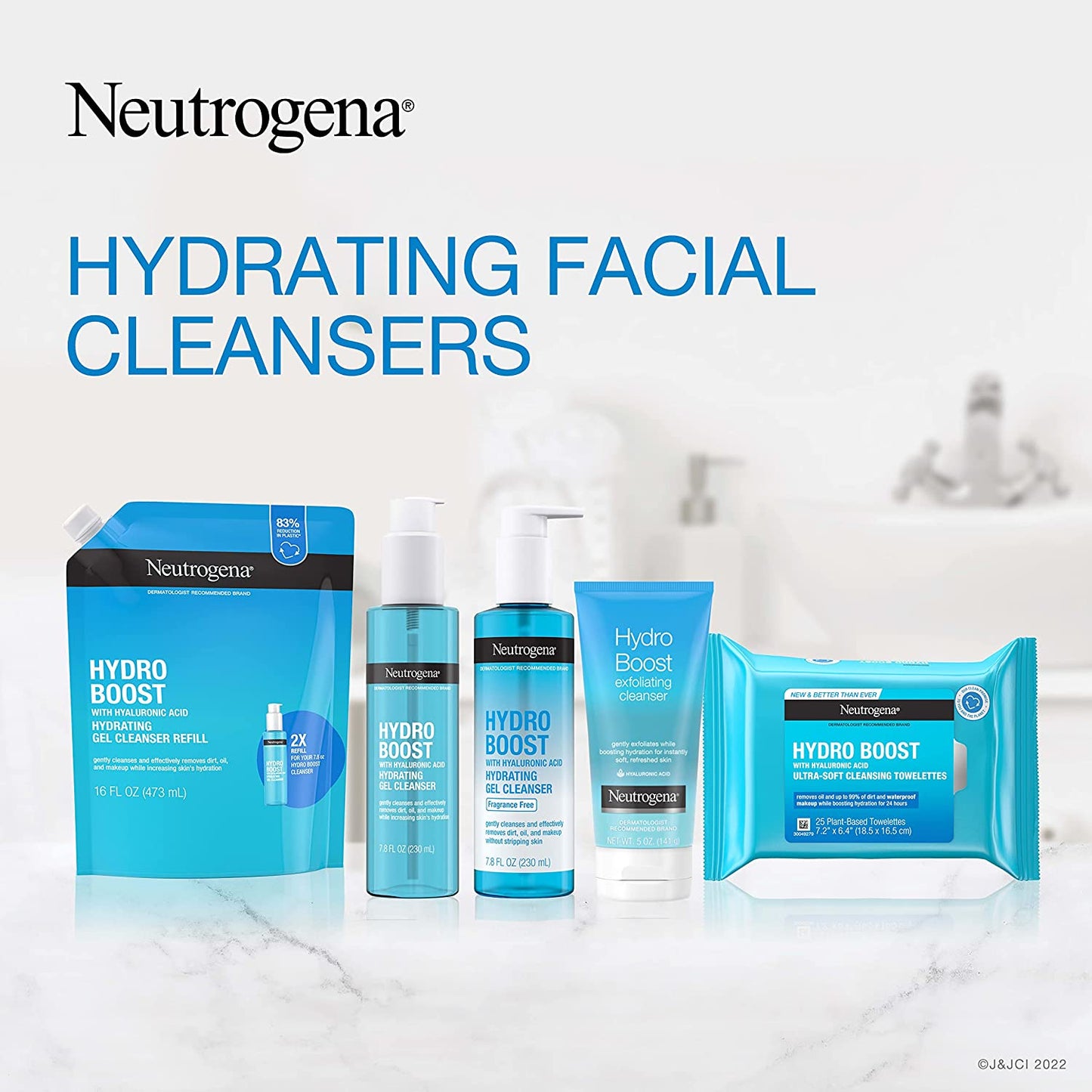 Neutrogena Hydro Boost Lightweight Hydrating Facial Gel Cleanser, Gentle Face Wash & Makeup Remover with Hyaluronic Acid, Hypoallergenic & Paraben-Free, 7.8 Fl. Oz