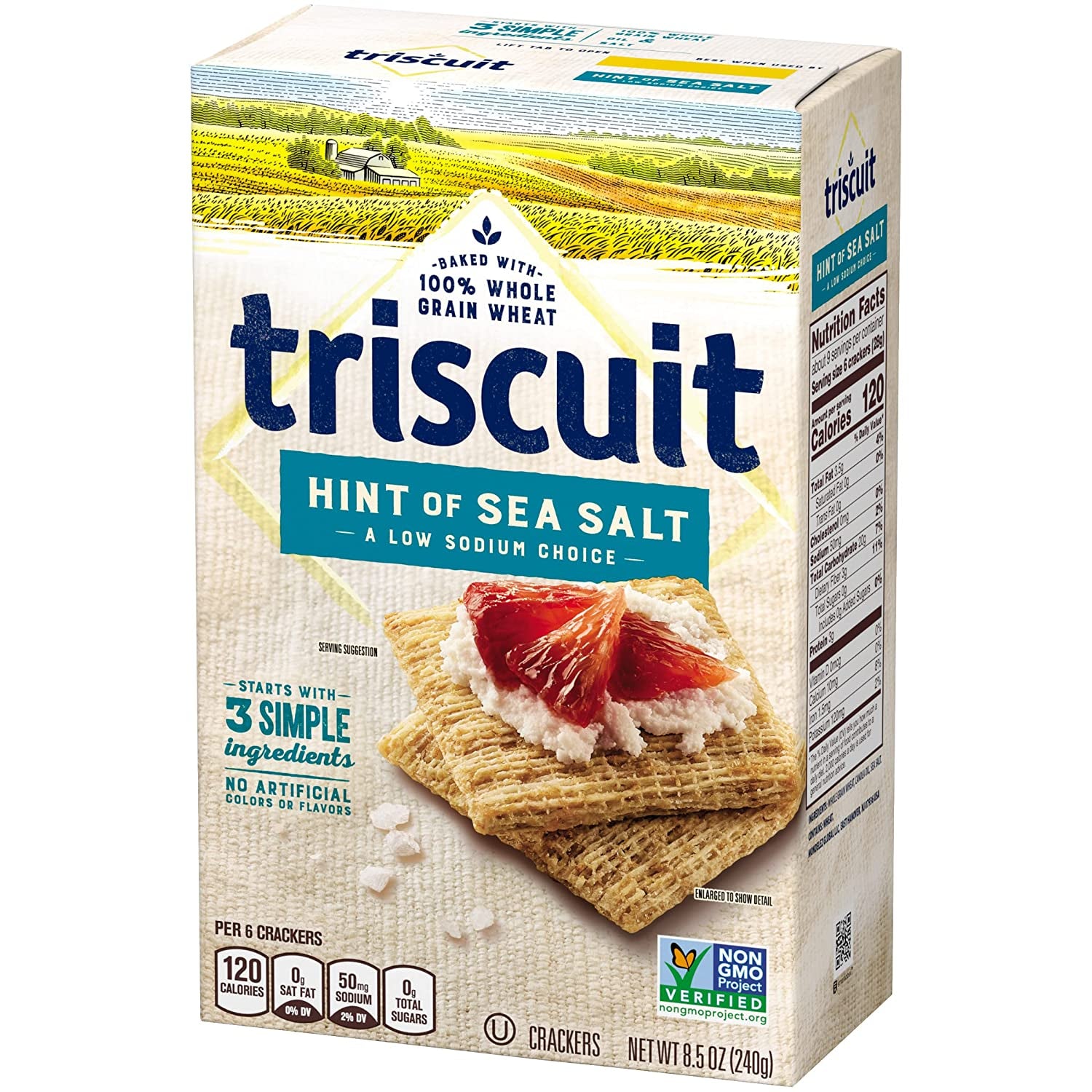 Triscuit Hint of Sea Salt Whole Grain Wheat Crackers, Vegan Crackers, 8.5 Oz