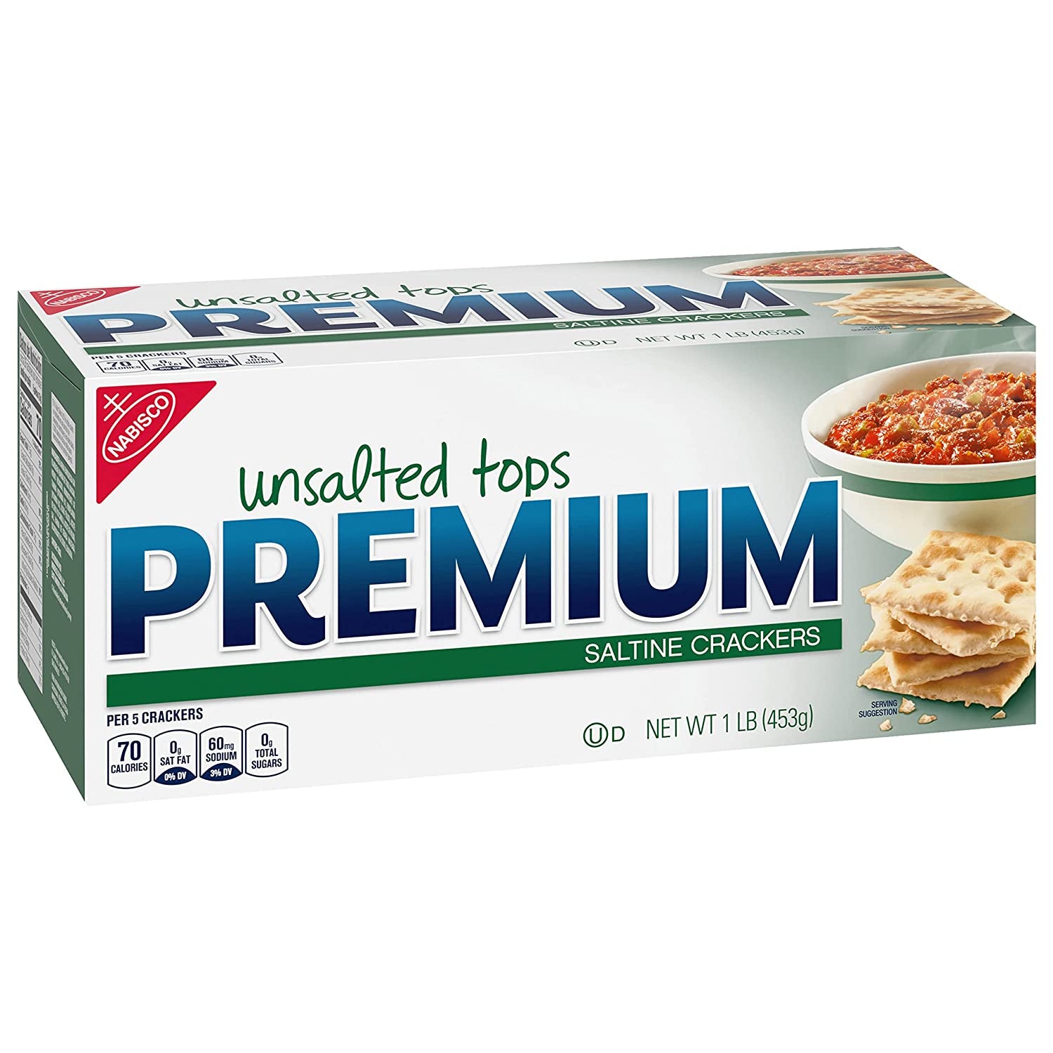 Premium Unsalted Tops Saltine Crackers, 12 - 16 Ounce Boxes (Pack of 12)