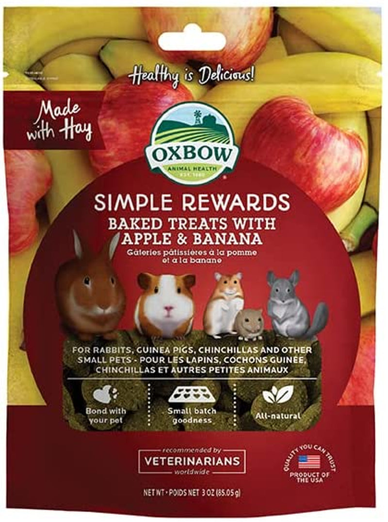 Oxbow Simple Rewards Baked Treats with Apples and Bananas for Rabbits, Guinea Pigs, Chinchillas, and Small Pets 3 Ounce (Pack of 1)