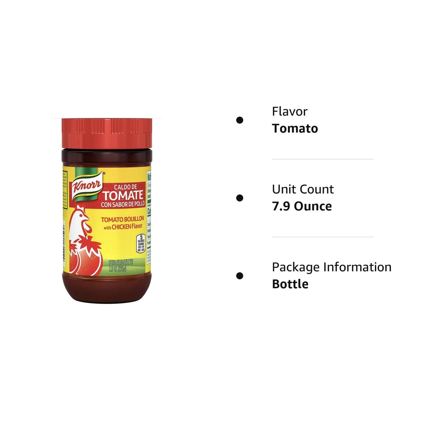 Tomato Bouillon with Chicken Flavor, Caldo De Tomate Con Sabor De Pollo, 7.9 Oz, 1 BOTTLE