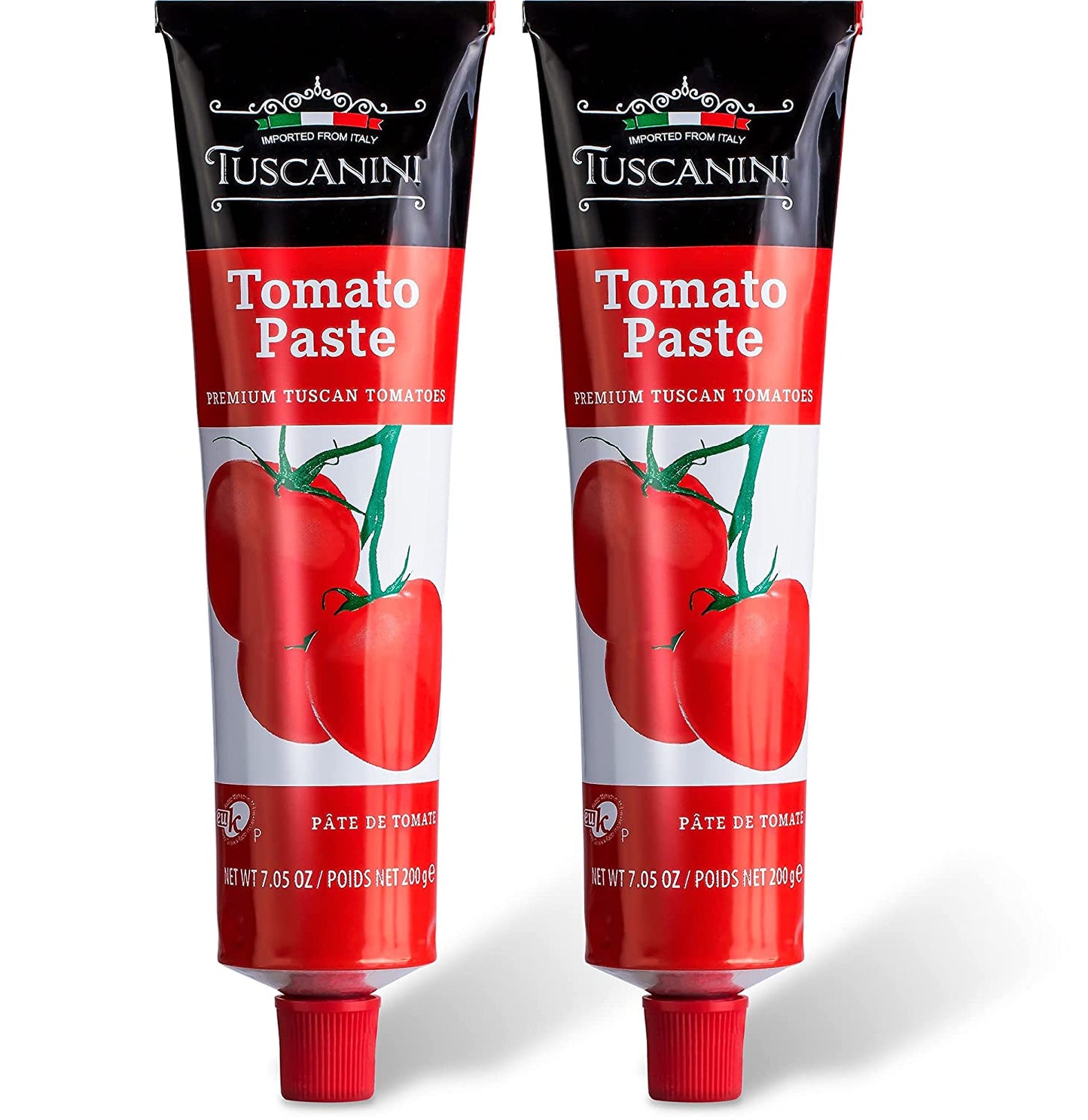 Tuscanini Premium Double Concentrated Tomato Paste Tube, 7.5Oz (2 Pack) Made with Premium Italian Tomatoes