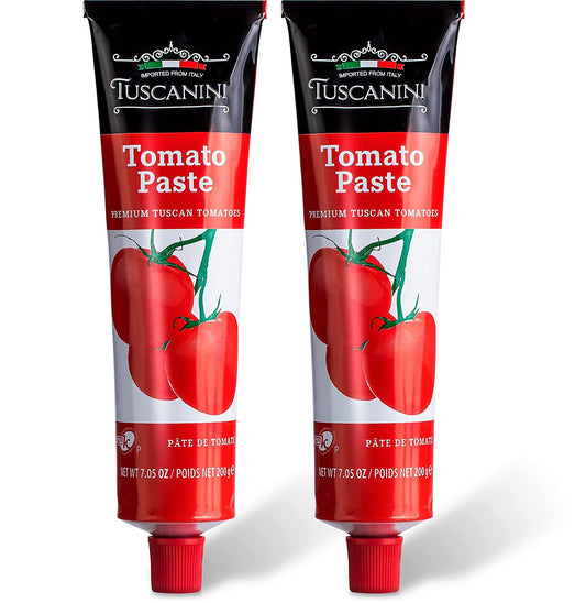 Tuscanini Premium Double Concentrated Tomato Paste Tube, 7.5Oz (2 Pack) Made with Premium Italian Tomatoes